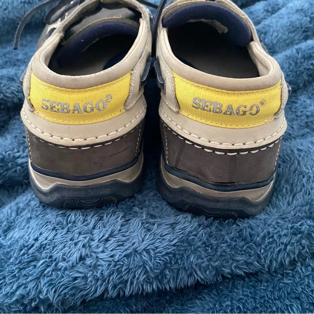 sebago docksides mens 8.5 loafers San Juan Navy/Taupe Boat Shoes Slip-ons